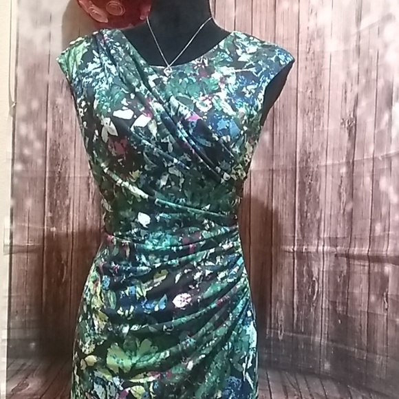 connected apparel Dresses & Skirts - Connected Apparel Floral faux-wrap dress